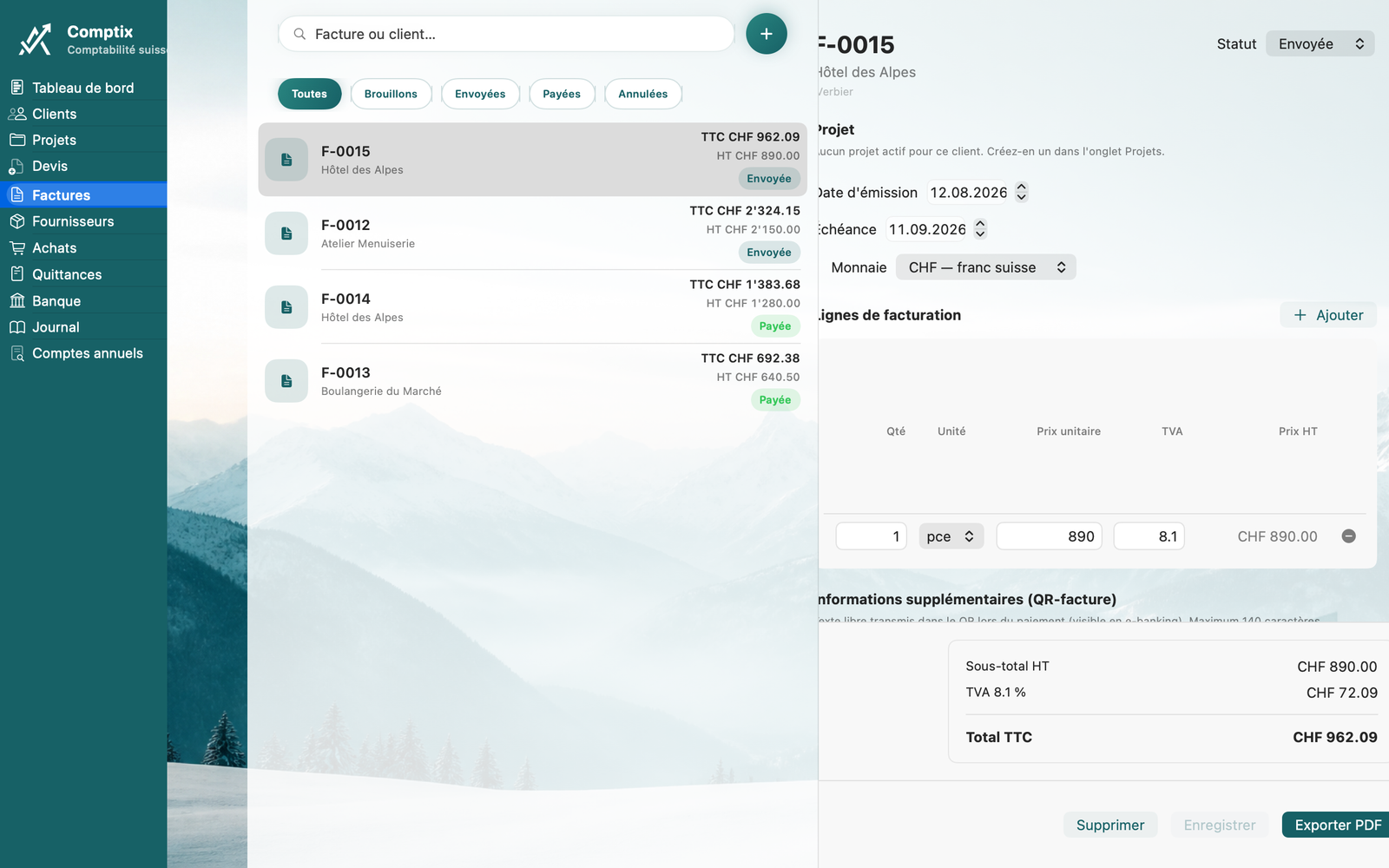 Factures Comptix sur Mac